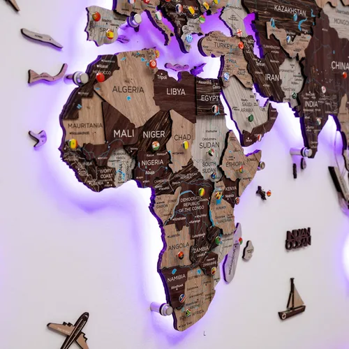 Miniatura 8 de Enjoy The Wood Mapa del mundo de madera LED 3D 3.0 – Arte de pared moderno decoración del hogar regalos – Iluminación LED decoración de pared idea