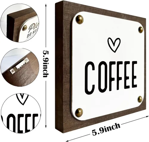 Miniatura 2 de HALUOSI Decoración rústica de café, letreros de caja de madera, arte de 5.9 x 5.9 pulgadas, multicolor 01, material de madera