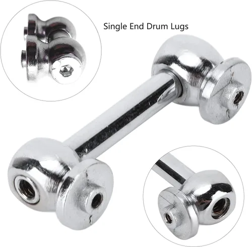 Miniatura 2 de Paquete de 6 lengüetas de tambor plateadas, de un solo extremo, con tornillos de montaje, piezas de percusión (1.5 pulgadas)