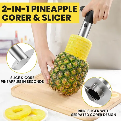 Miniatura 2 de Aubenr Premium - Herramienta de corte y descorchador de piña, cortador de piña afilado con puntas serradas, fácil de usar y limpiar, removedor