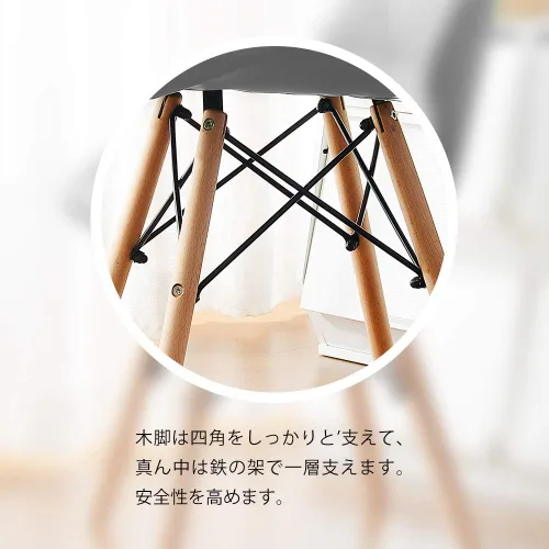 Miniatura 6 de OSJ Dining Chair, Laser PU Seat, Eames Modern Design, Natural Wood Legs, Eames Chair, Nordic, Stylish, Designers, Reproduction, Set of 1