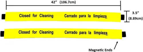 Miniatura 2 de Letrero de baño cerrado para limpieza con extremos magnéticos (paquete de 2) letreros de nailon para puerta de baño en inglés y español, 42 x 3.5