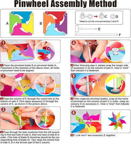 Miniatura 5 de HOOSUN Paquete de 12 Molinillos Arcoíris para Patio y Jardín, Decoraciones Arcoíris para Fiestas de Niños, Molinillos de Viento de Jardín Coloridos