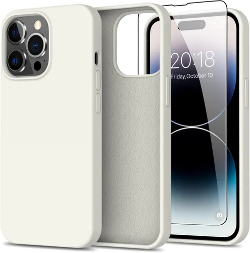 Miniatura 17 de bemal Funda para iPhone 14 Pro con protector de pantalla, silicona líquida de ajuste delgado, forro de microfibra suave, diseñada para mujeres