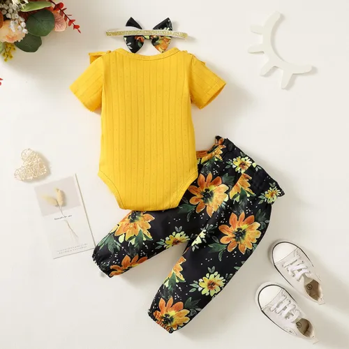 Miniatura 3 de Conjunto de ropa para bebé recién nacido, conjunto de pantalón floral, ropa de algodón para niñas