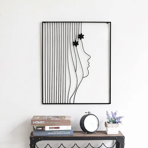 Miniatura 8 de Asense Arte de pared de metal para decoración de manos y líneas faciales, esculturas abstractas y modernas para colgar en la pared del hogar