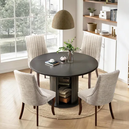 Miniatura 11 de SoarFlash Juego de mesa de cocina y sillas para 4, juego de mesa de comedor de 47 pulgadas para 4 personas con sillas tapizadas de terciopelo, juego