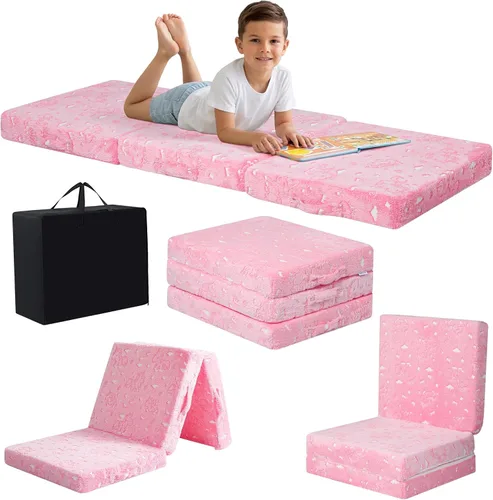 Miniatura 21 de MeMoreCool Colchón de suelo plegable para niños, Glow de 57x22 pulgadas, colchoneta para dormir y guardería para niños pequeños, futón plegable