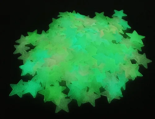 Miniatura 2 de 200 calcomanías de pared de plástico noctilucente fluorescente de 1.2 pulgadas que brillan en la oscuridad, para el hogar, techo, pared, dormitorio