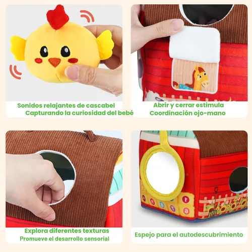 Miniatura 5 de Avesa Juguetes para bebés de 6 a 12 meses, juguete suave de granero con animales de granja de peluche, sonajero, juguetes Montessori para bebés de 6