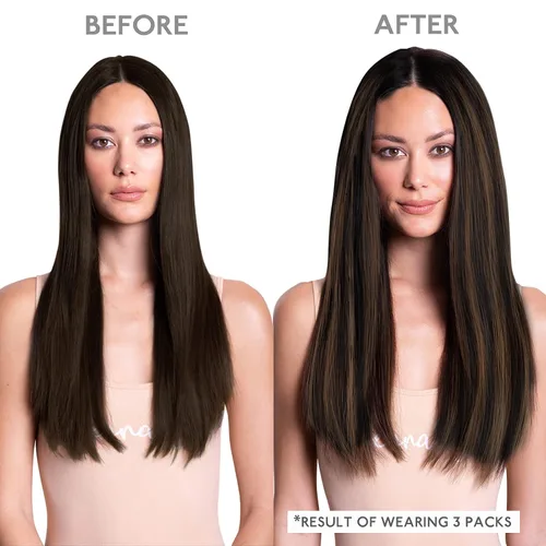 Miniatura 4 de WENNALIFE - Extensiones de cabello humano real adhesivas, 20 piezas, 1.76 oz (50 g), 18 pulgadas, negro natural a marrón castaño mezclado