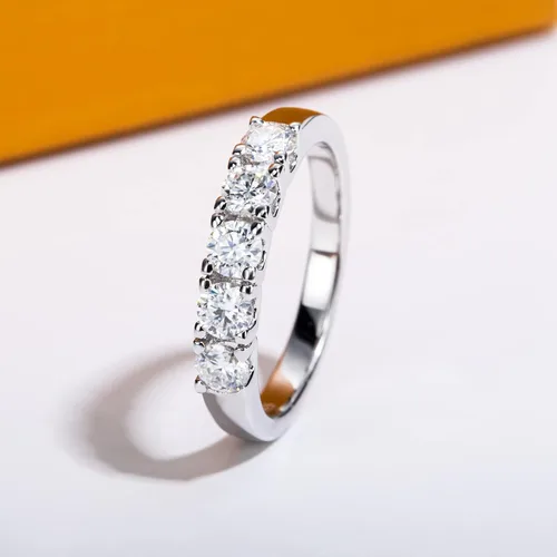 Miniatura 3 de Anillos de eternidad de moissanita, anillos de boda, color D, claridad VVS1, redondo, corte brillante, plata de ley 925, 56 piedras, anillos