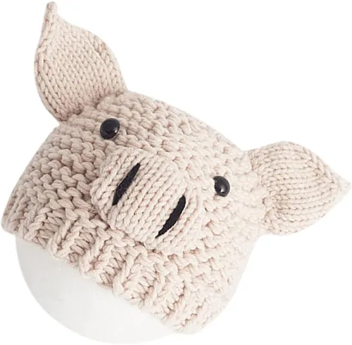 Sombrero de punto para recién nacido, accesorios para fotografía de bebé, accesorios para fotos de cerdo de dibujos animados, color beige