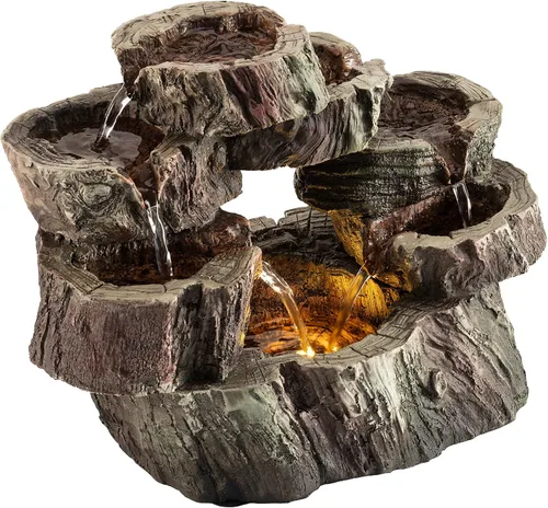 Miniatura 13 de Alpine Corporation fuente de mesa interior de 14 pulgadas de alto con dos jarrones en una rama de árbol con luces LED
