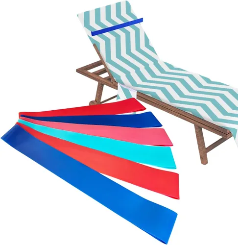 Paquete de 6 bandas para toallas, soporte de toallas para silla de playa, 6 clips de toalla de goma de colores para silla de piscina, accesorios