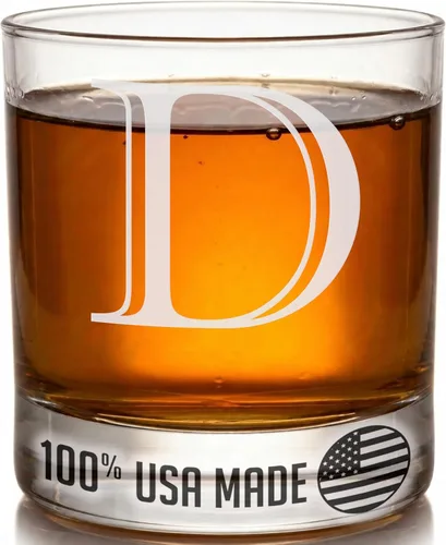 Miniatura 27 de Monograma grabado de cristal de whisky Rocks de 11 onzas (letra S), regalos de bourbon personalizados de la A-Z para hombres, día del padre, vidrio