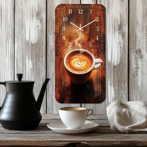 Miniatura 2 de Reloj de pared de taza de café para cocina, reloj de pared rectangular de madera, funciona con pilas, 12 pulgadas, relojes rústicos vintage