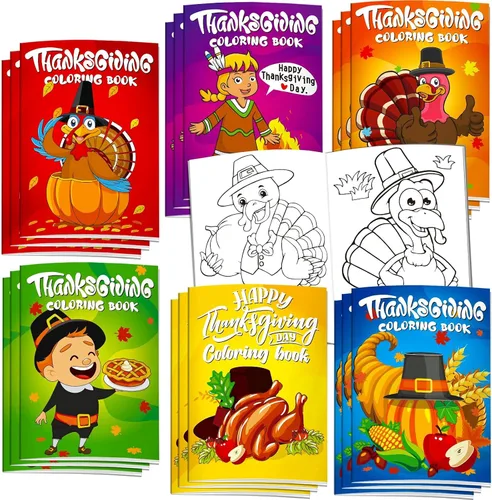Omgouue 36 piezas de libros para colorear de Acción de Gracias para niños, lindo libro para colorear de Acción de Gracias para niños de todas las