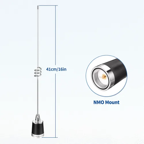 Miniatura 2 de Bingfu Antena de radio móvil VHF UHF 144/430MHz Banda dual 136-174MHz 400-470MHz Radio jamón para vehículo Antena de montaje NMO para coche, camión