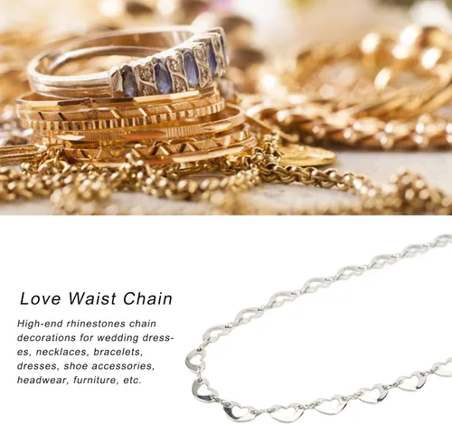 Miniatura 3 de plplaaoo Waist Chain,1 Yard Love Waist Chain for Women,Belly Chains for The Waist,Exquisite Simple Crystal Glass Rhinestones Waist Chain,Belly Chain