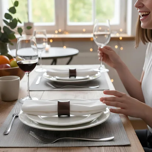 Miniatura 7 de Juego de 12 servilleteros decorativos de metal, modernos servilleteros martillados para decoración de fiestas, mesa de comedor, todos los días