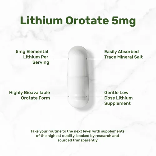 Miniatura 3 de Orotato de litio de 5 mg, 240 cápsulas – Suplementos de litio altamente biodisponibles y estables – Sal mineral de fácil absorción en forma suave