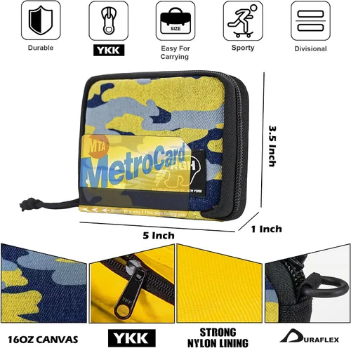 Miniatura 5 de Rough Enough - Cartera para adolescentes y niños, tarjetero con cordón para el cuello, cremallera, bolsillo para monedas, acordeón, lona
