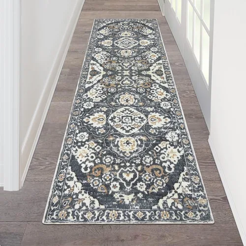HEBE Alfombra Pasillo 2'x6' Lavable Vintage Desgastada Alfombras de Área Antideslizante Alfombra de Lavandería Boho Alfombras de Piso para Pasillos