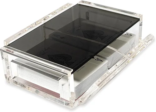 Miniatura 13 de La Canasta - Juego de bandeja para cartas con 2 barajas de cartas en caja acrílica con tapa deslizante y base giratoria, mantiene la pila de cartas