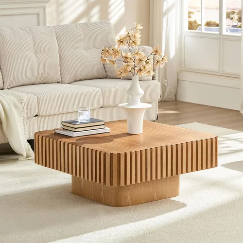 Miniatura 11 de LKTART Mesa de Centro con Tapa Elevable para Sala de Estar, Mesa de Centro Acanalada de Acento con Almacenamiento, Mesa de Té Central Rectangular