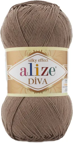 Miniatura 35 de Alize Diva Silk Effect 100% hilo acrílico de microfibra, 1 madejas de bola de 3.53 oz 383yds color (1 - crema)