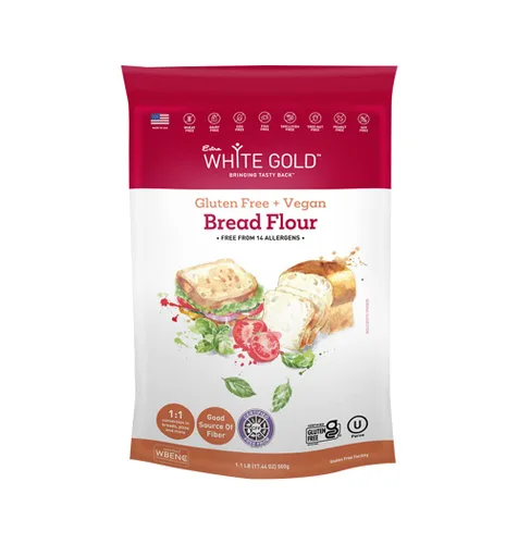 Mezcla de harina de pan sin gluten de oro blanco extra – Kosher, receta vegana para panes, pasteles levadura, pizza, focaccia – sin trigo, soja,
