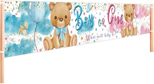 Miniatura 5 de Cartel grande de letrero para niño o niña, bonito oso revelado de género, decoración de jardín para fiesta de patio o jardín, revelación de género