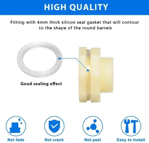 Miniatura 4 de Quickun Adaptador de conector de tanque de agua de mamparo ABS de 1 pulgada con enchufes a granel de montaje de tubería (juego de 4)