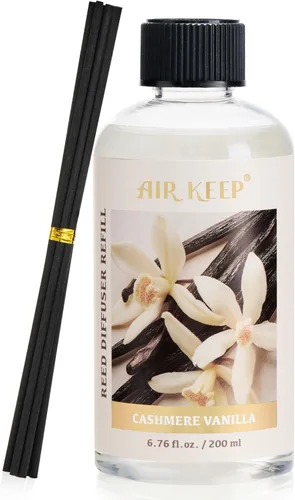 Airkeep recambio de aceite para difusor de varillas con varillas difusoras, 6.76 Fl Oz (200ml) aceites perfumados de vainilla de cachemira,