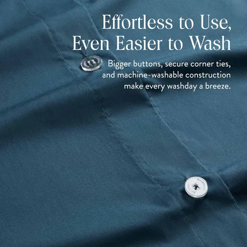 Miniatura 5 de Brooklinen Funda de edredón de percal de lujo, 100% algodón, fresca, nítida, lazos de esquina extralargos, cierre de botones, suave y transpirable