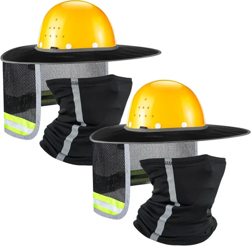 SATINIOR 4 unidades de sombrero duro para sombrero de alta visibilidad, visera de sol y polaina para el cuello, bandana con tira reflectante, Negro