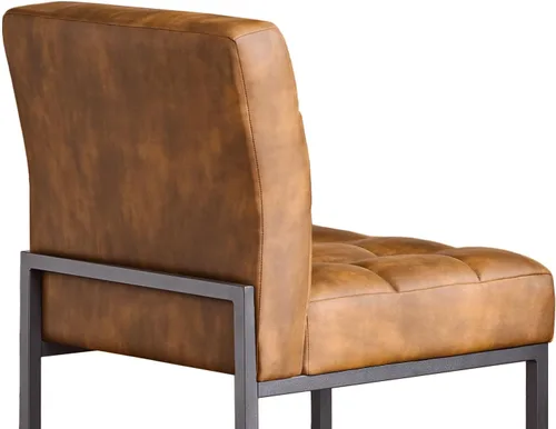 Miniatura 9 de GrandNoor Juego de 4 sillas de comedor de piel sintética color café, sillas de comedor modernas de mediados de siglo sin reposabrazos, silla