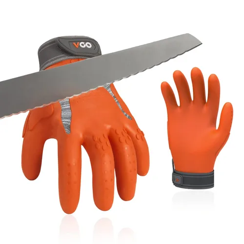 Miniatura 9 de Vgo... NGG X1 - Guantes de trabajo de seguridad sin costuras, resistentes a cortes, forro anticorte HPPE, nivel EN388 C, nivel ANSI A3, guantes