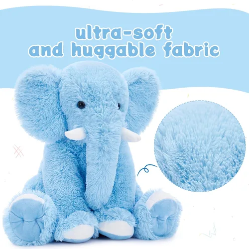 Miniatura 5 de MorisMos Animal de Peluche Elefante Grande, Compañero de Peluche Suave de Elefante de 19.6 Pulgadas, Regalos para Niñas y Niños, Azul