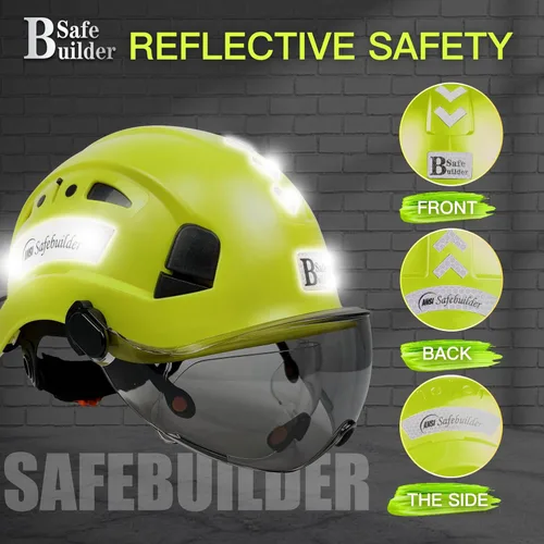 Miniatura 5 de SAFEBUILDER Casco de seguridad industrial con visera Casco duro ABS con visera Ventilación ajustable Casco de construcción Protección para la cabeza