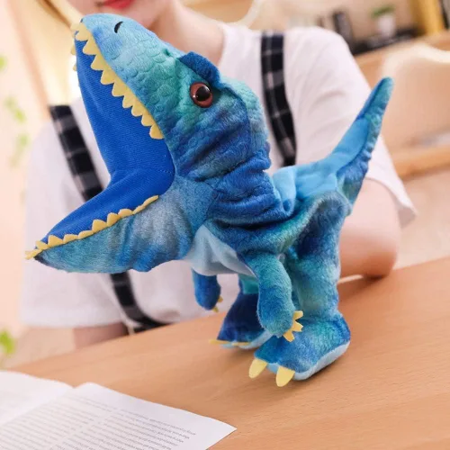 Miniatura 5 de Títeres de mano de dinosaurio de peluche, animal de peluche de dinosaurio, lindo juguete de peluche suave, gran regalo de cumpleaños para niños