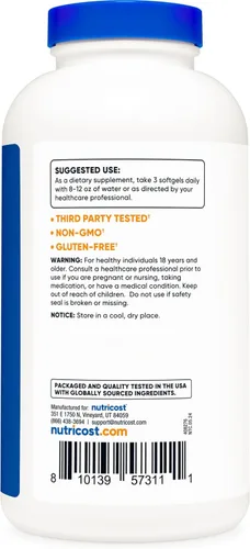 Miniatura 4 de Nutricost CLA (ácido linoleico conjugado) 2,400 mg, 240 cápsulas blandas - Sin gluten, sin OMG, 800 mg por cápsula blanda