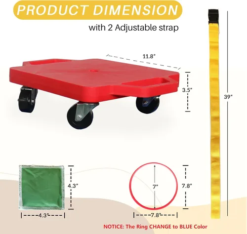 Miniatura 4 de 2 tablas de patín de plástico con asas para niños sentados y entrenamiento deportivo, con 1 anillo, 2 cuerdas y 4 pufs, juego de interior y exterior