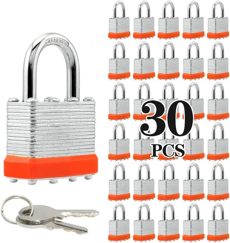 Miniatura 14 de ZonRo Candados con llave de acero laminado, cerraduras iguales con llave, 1-9/16 pulgadas de ancho, candados de grillete normal, paquete de 6, aro