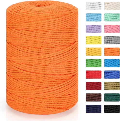 Miniatura 8 de Cordón de macramé de 0.118 in x 328 yardas Cuerda de macramé 100% algodón natural Cuerda de algodón trenzado de 4 hebras para manualidades, Gris