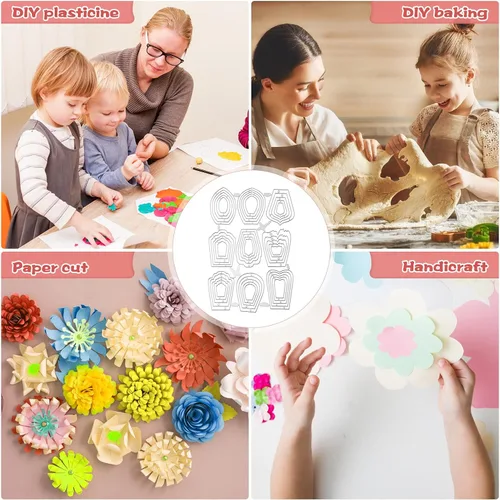Miniatura 5 de Healifty Troqueles de corte de metal para álbum de recortes, tarjetas de papel, decoración de manualidades (nueve flores, talla S)