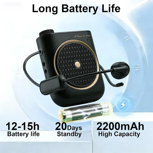 Miniatura 6 de Amplificador de voz con micrófono inalámbrico, amplificador de voz micrófono inalámbrico para profesores, mini altavoz del sistema PA, amplificador