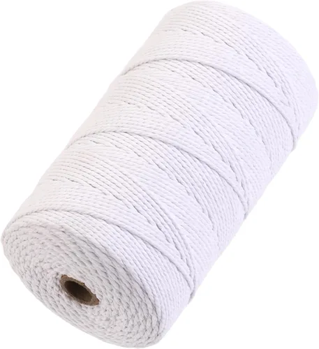 Miniatura 46 de Cuerda de macramé 4 mm x 328 yardas Natural Cuerda de algodón para macramé Cuerda de macramé colorida Cordón de algodón suave Suministros de macramé