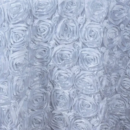 Miniatura 2 de BalsaCircle Mantel redondo con rosetas elevadas de satén blanco de 120 pulgadas, para bodas, fiestas, comedor